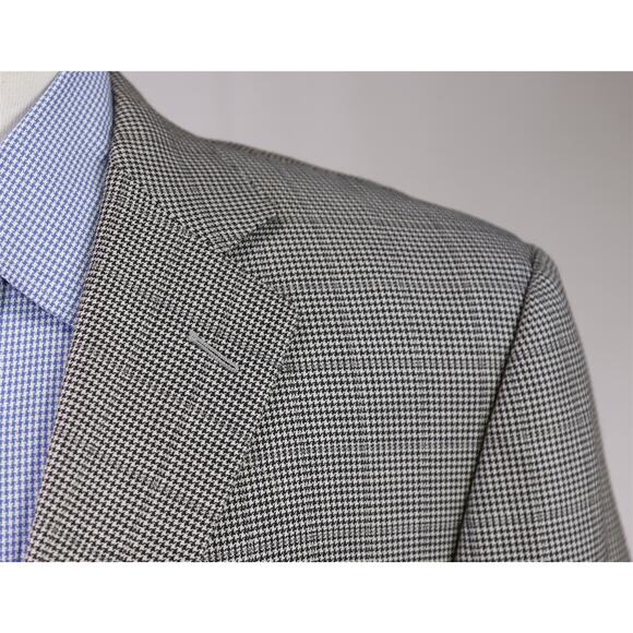 Ermenegildo Zegna Gray Houndstooth Windowpane Wool Silk Sportcoat Blazer 46R - Picture 4 of 11